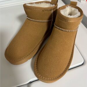 TALULAH Tan Kids Boots with Cozy Lining